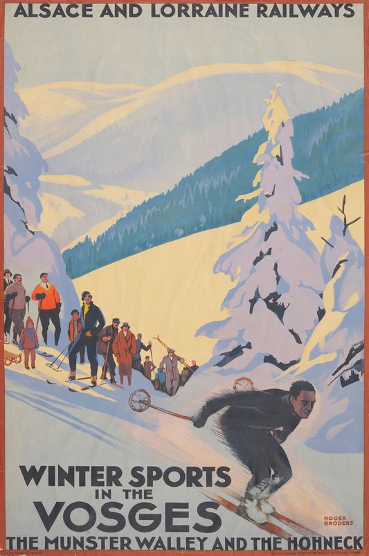 Winter Sports in The Vosges poster (1930s) | Vintage ski prints | Roger Broders Posters, Prints, & Visual Artwork The Trumpet Shop Vintage Prints   