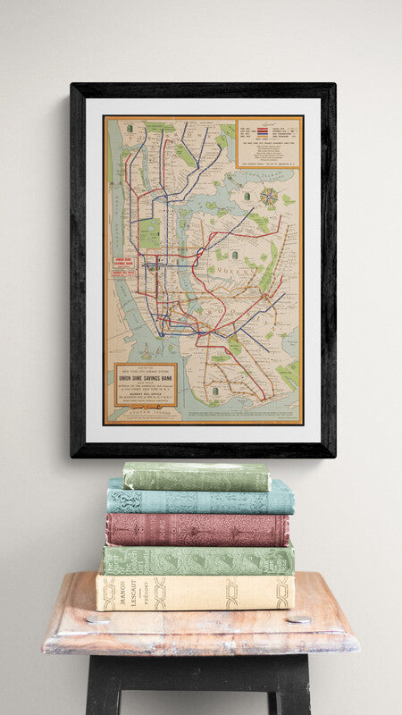 Old New York Subway Map (1950s) | Vintage map prints