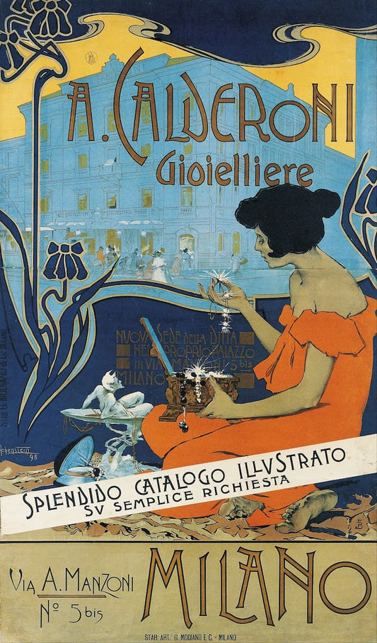 Art Nouveau advertising posters | Adolfo Hohenstein A. Calderoni Gioielliere 1898