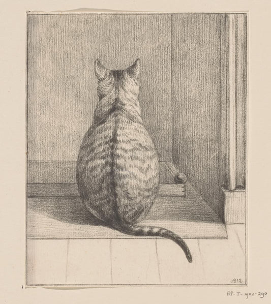 Sitting Cat art print (19th Century) by Jean Bernard – Historical Animal Study