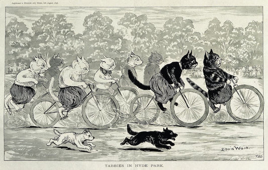 Louis Wain art print: Tabbies in Hyde Park (c. 1900s) Vintage Illustration