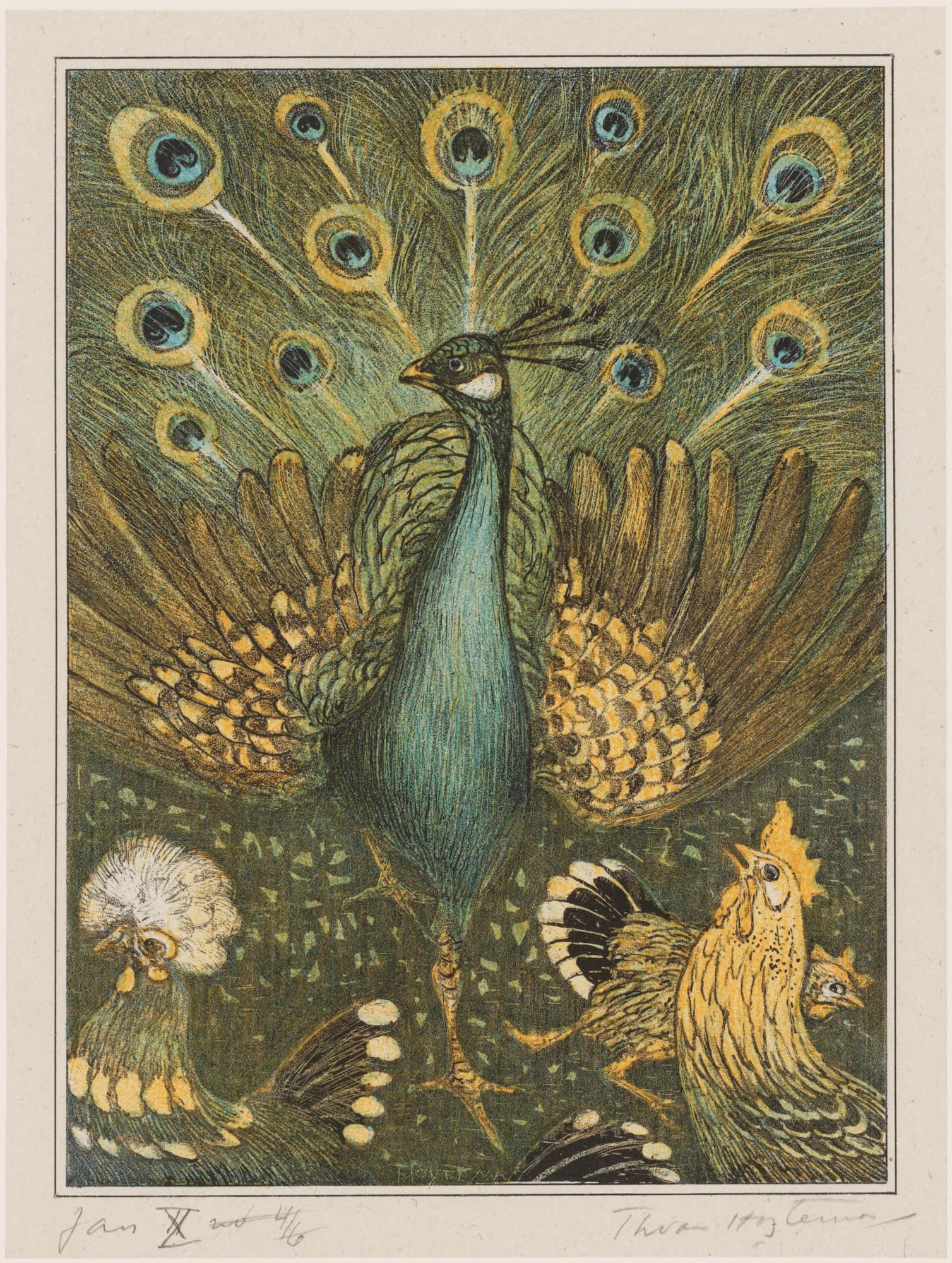 Theo van Hoytema Peacock Print | 1890s Vintage Art Nouveau, image size:1508x2000