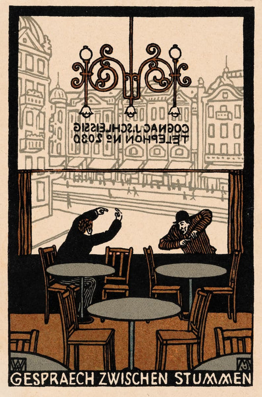 Wiener Werkstätte print | Moriz Jung "Gespräch zwischen Stummen" | 1910s Graphic Design Wall Art