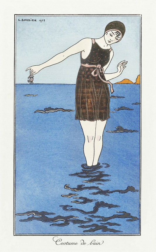 Fashion Swimsuit (1900s) | Art deco prints for bathroom | George Barbier Posters, Prints, & Visual Artwork The Trumpet Shop   