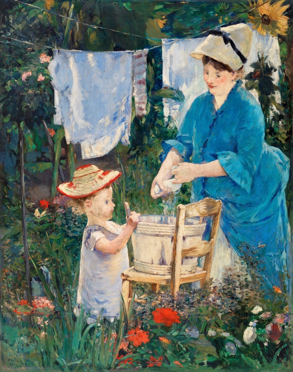 Garden washing line (1875) | Laundry room wall art  | Edouard Manet prints Posters, Prints, & Visual Artwork The Trumpet Shop Vintage Prints   