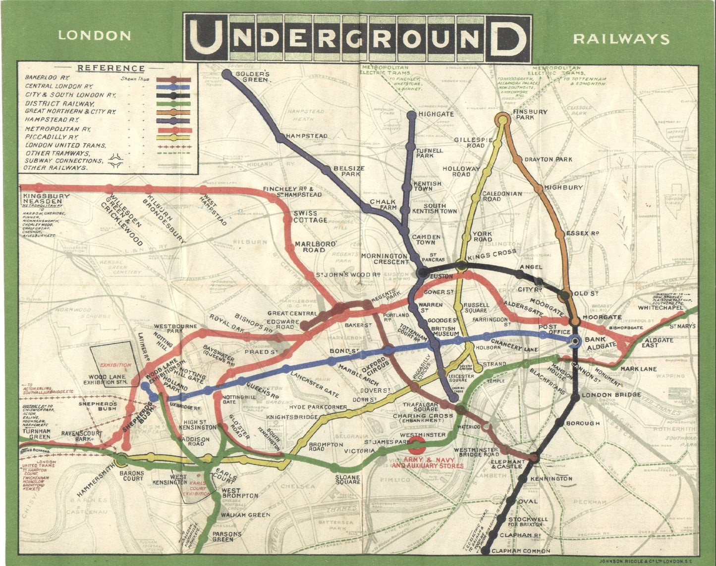 London Tube map poster (1900s) | London underground prints Posters, Prints, & Visual Artwork The Trumpet Shop   