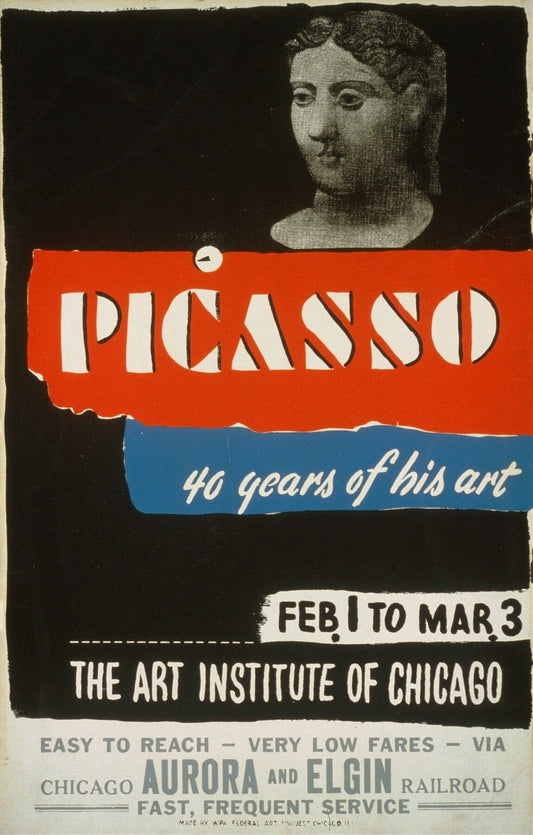 Pablo Picasso Vintage Exhibition Poster, Chicago (1930s) Posters, Prints, & Visual Artwork The Trumpet Shop   