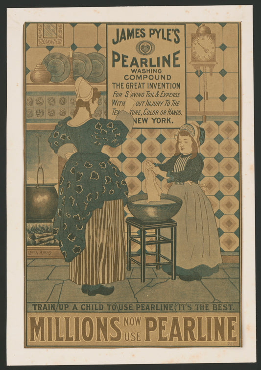 Pearline vintage soap poster (1900s) | Louis Rhead Posters, Prints, & Visual Artwork The Trumpet Shop Vintage Prints   