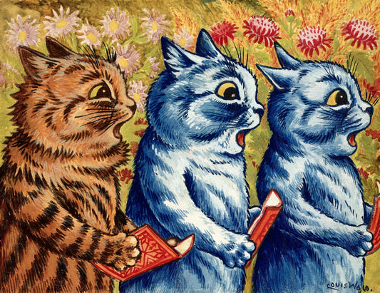 Three cats singing (1930s) | Vintage cat prints | Louis Wain artwork Posters, Prints, & Visual Artwork The Trumpet Shop   