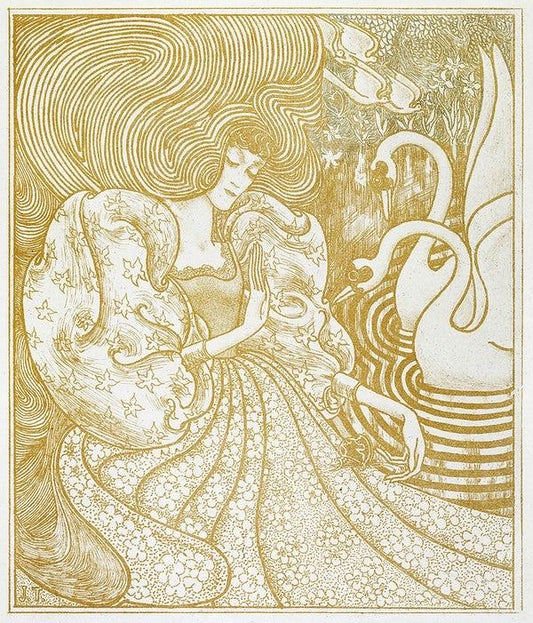 Woman with two swans (1890s) | Vintage bird prints | Jan Toorop paintings Posters, Prints, & Visual Artwork The Trumpet Shop   