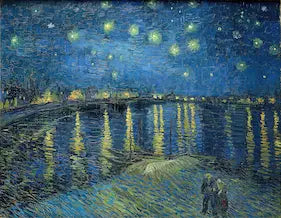 Vincent Van Gogh Post-Impressionist Art Reproductions with "Starry Night Over the Rhône," print by Van Gogh shown. 
