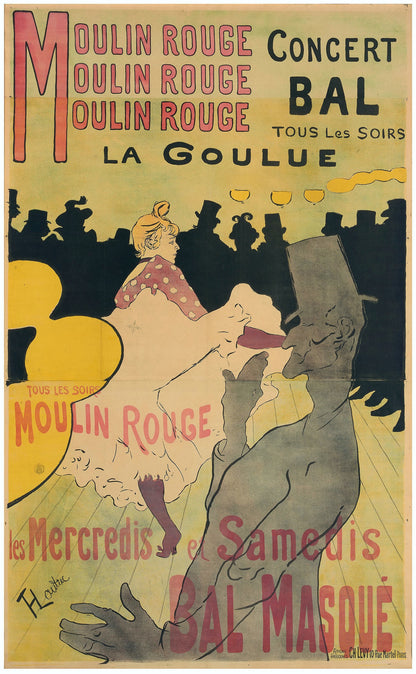 Moulin Rouge poster, Paris (1890s) Toulouse Lautrec