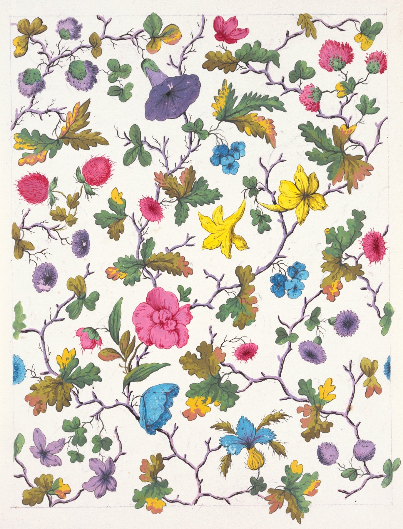 Floral design for printed textile (1800s) Posters, Prints, & Visual Artwork The Trumpet Shop Vintage Prints   