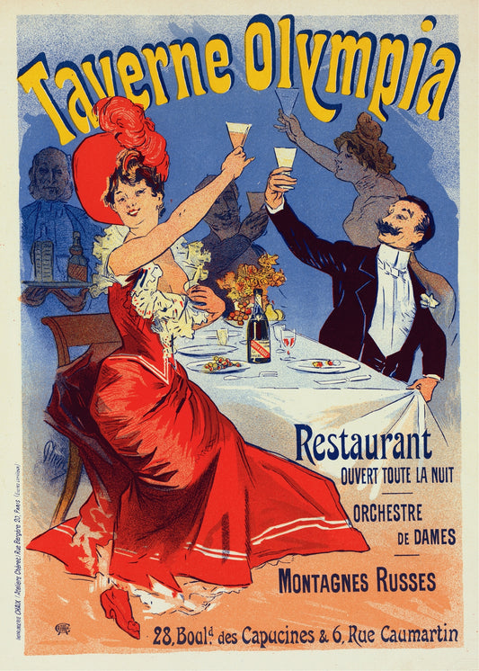 Taverne Olympia poster, Paris (1890s) | Jules Cheret posters Posters, Prints, & Visual Artwork The Trumpet Shop   