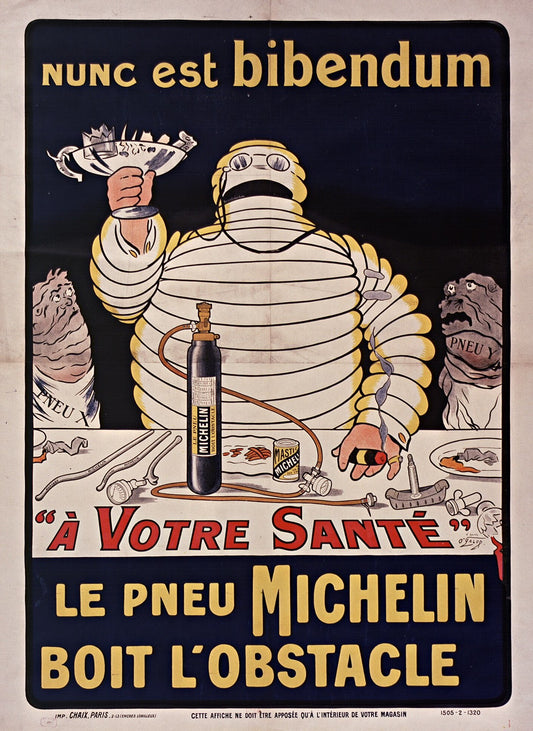 Michelin " A votre sante" Bibendum poster (1900s) | O'Galop Posters, Prints, & Visual Artwork The Trumpet Shop   