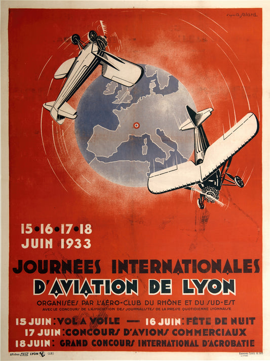 Aviation poster Lyon (1930s) Posters, Prints, & Visual Artwork The Trumpet Shop   