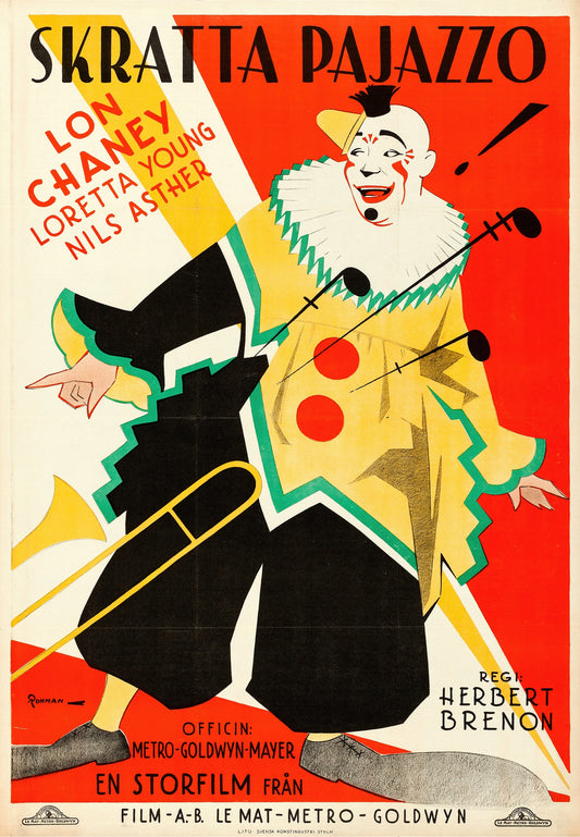 Laugh, Clown, Laugh circus artwork (1920s) | Eric Rohman Posters, Prints, & Visual Artwork The Trumpet Shop   