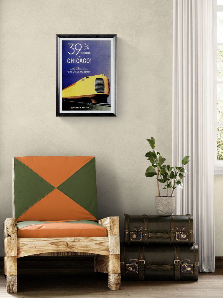 1930s Art Deco travel poster - Chicago to San Francisco by Streamliner train