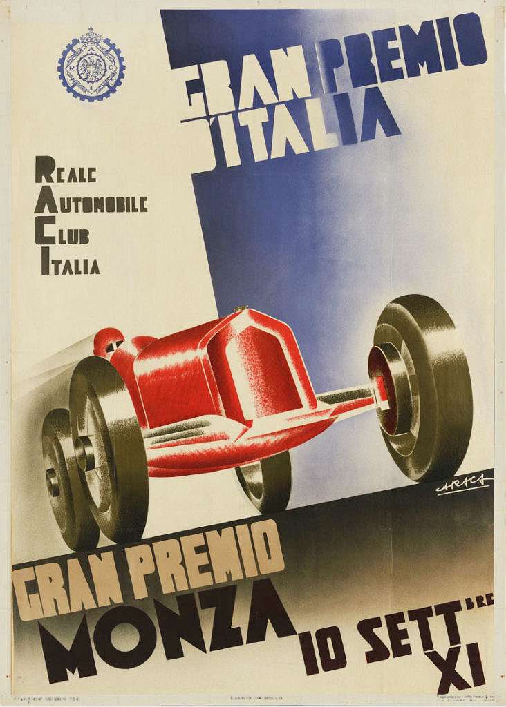 Monza Grand Prix vintage car poster (1930s) Posters, Prints, & Visual Artwork The Trumpet Shop Vintage Prints   