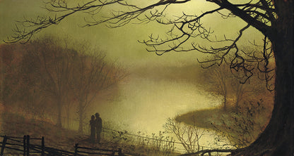 Moonlit lovers at Roundhay Lake, Leeds (1800s) | John Atkinson Grimshaw