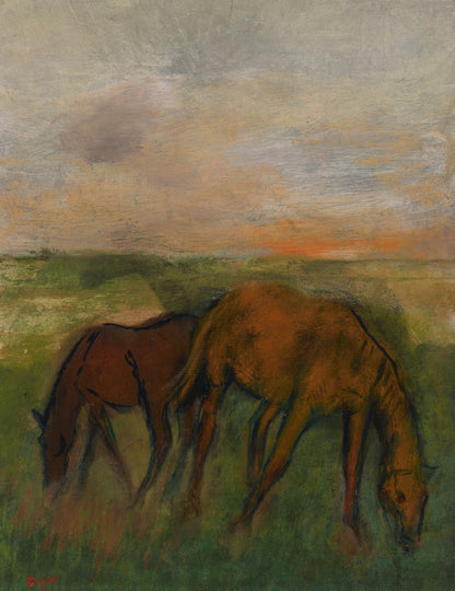 Horses in pasture (1870s) | Edgar Degas artwork