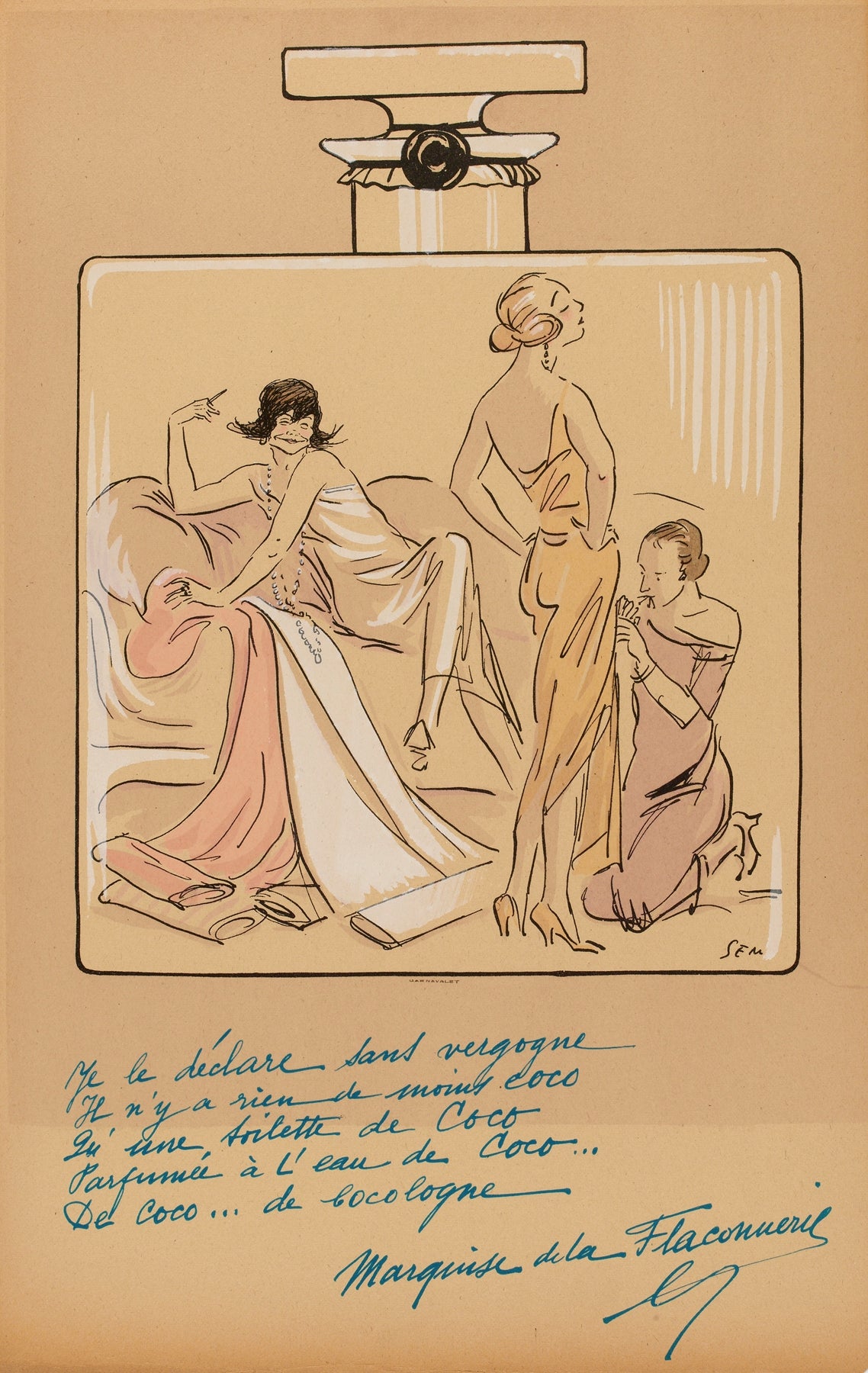 Flacon de parfum, Coco Chanel (1920s) | Vintage bathroom prints | Georges Goursat Posters, Prints, & Visual Artwork The Trumpet Shop   