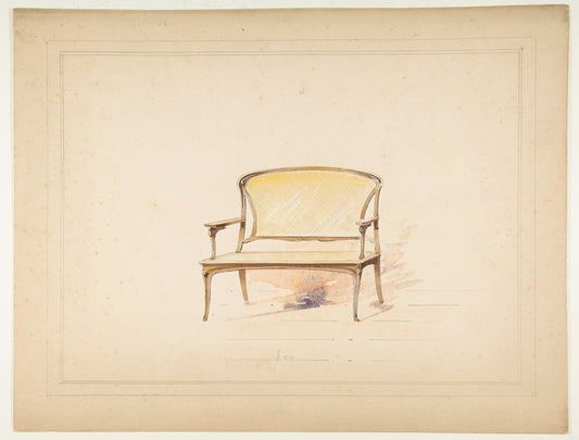 Schematic drawing of a chair on beige paper