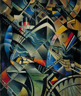 Abstract art piece with geometric shapes and bold colors