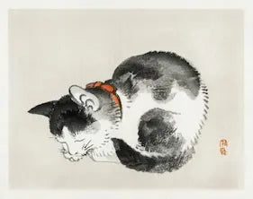 Traditional Japanese woodblock print of a cat