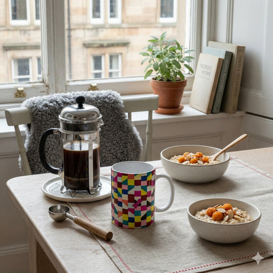 "Pojagi" Korean gift wrapping cloth patterned mug (313ml / 11oz) | (19th Century)