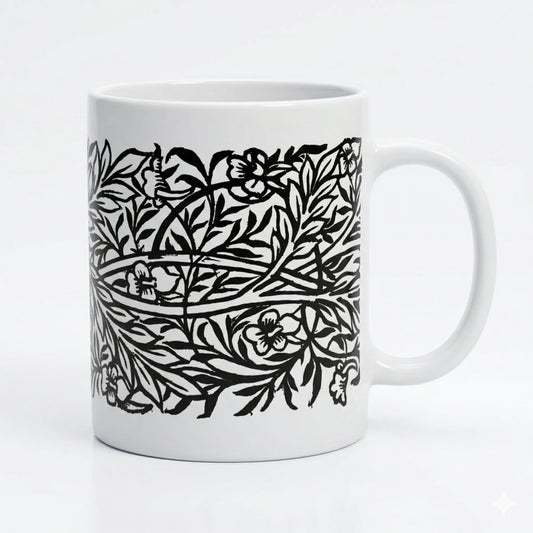 "Love is Enough" patterned mug (313ml / 11oz) | Design by William Morris (1872)