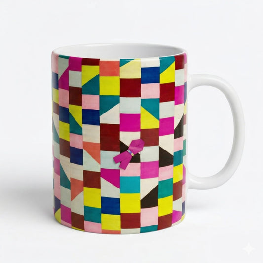 "Pojagi" Korean gift wrapping cloth patterned mug (313ml / 11oz) | (19th Century)