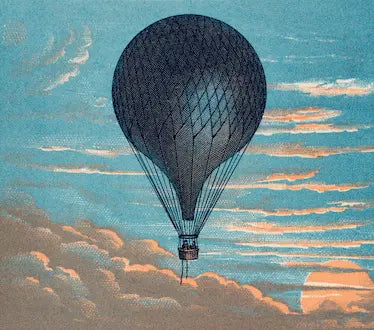 Hot air balloon in the sky with clouds