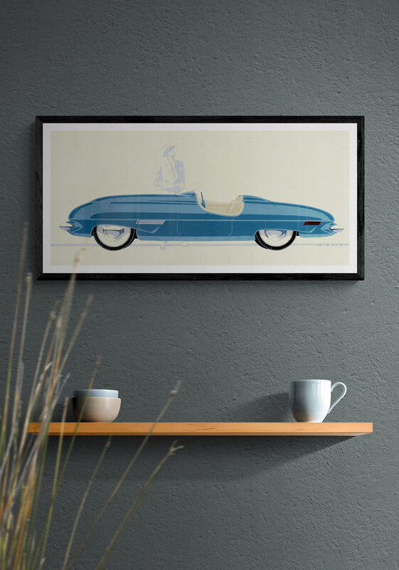Blue Roadster car (1940s) | Theodore Wells Pietsch II Posters, Prints, & Visual Artwork The Trumpet Shop Vintage Prints   
