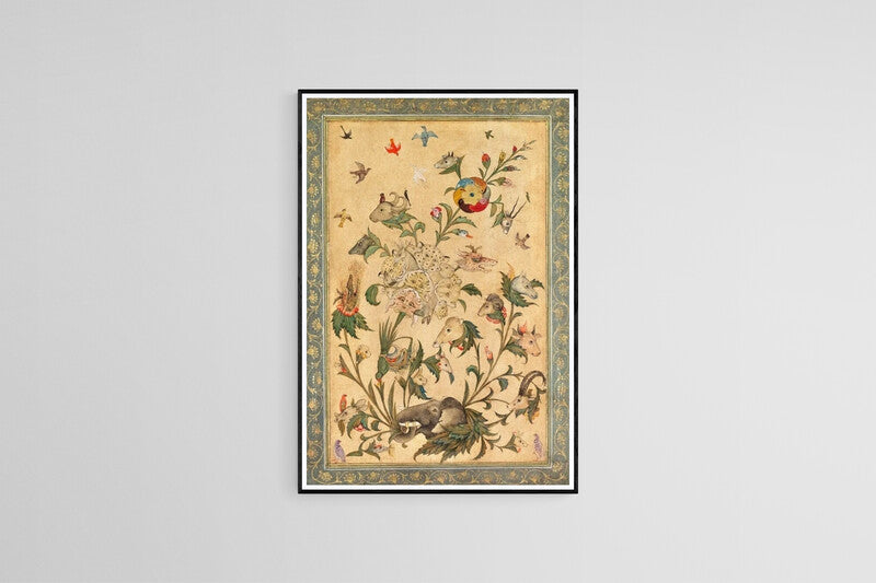 "A floral fantasy of animals and birds" (1600s) | Vintage elephant illustration