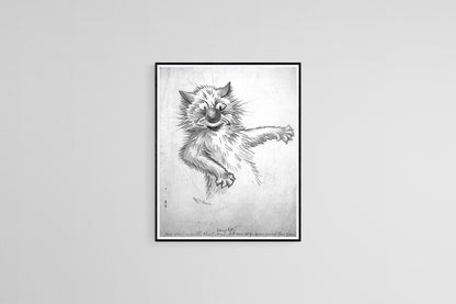 "Caught" Cat drawing by Louis Wain (1900s)