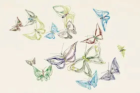 Colorful butterfly illustrations on a light background