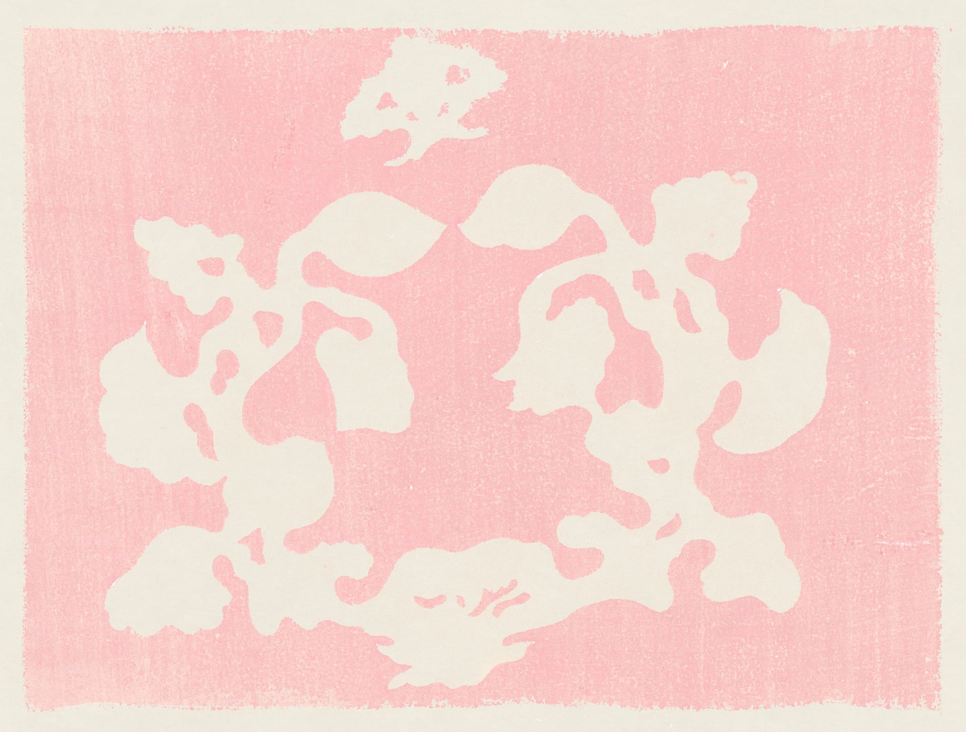 White floral pattern on a pink background