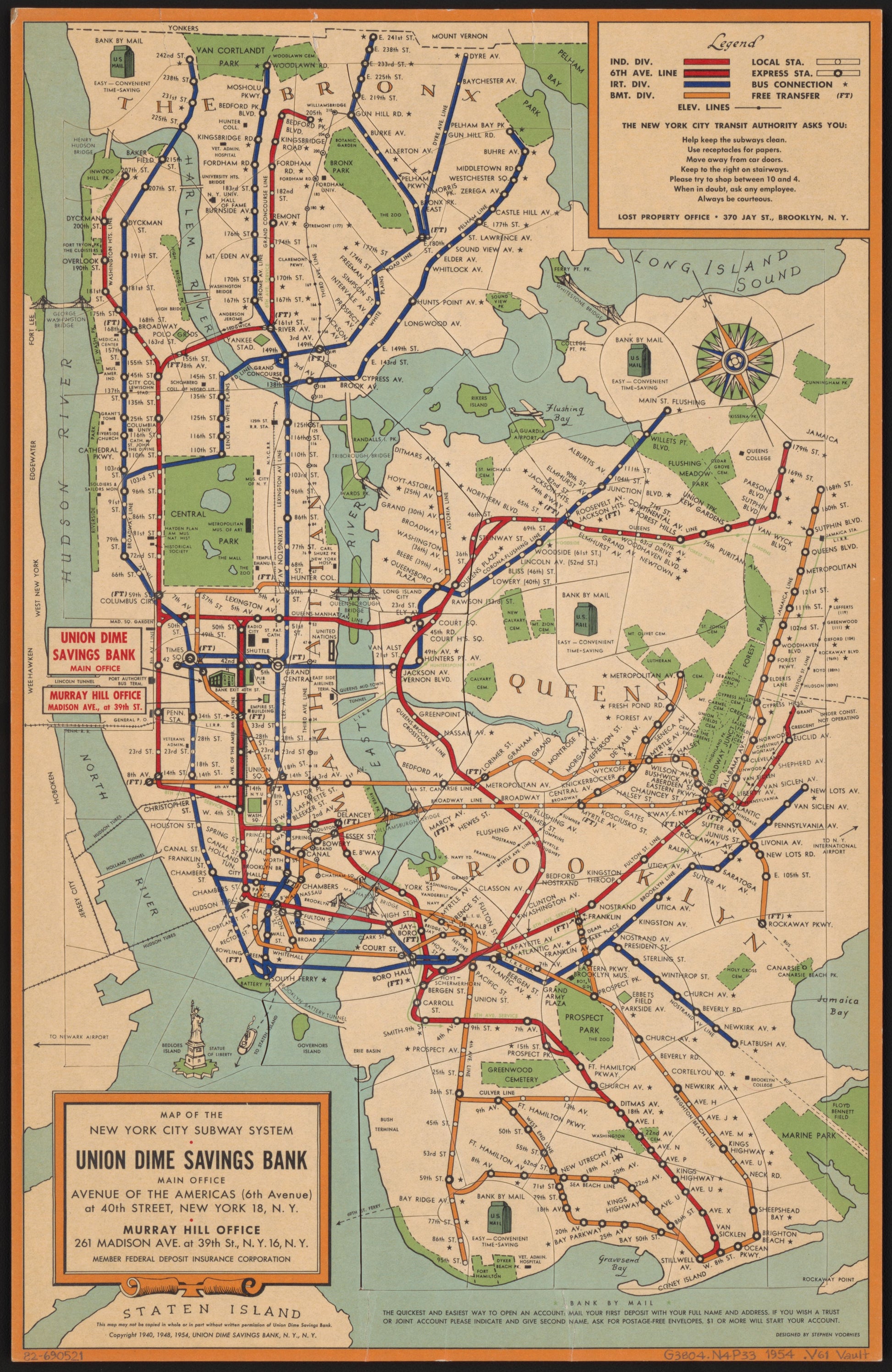 Old New York Subway Map wall art (1950s) Posters, Prints, & Visual Artwork The Trumpet Shop   