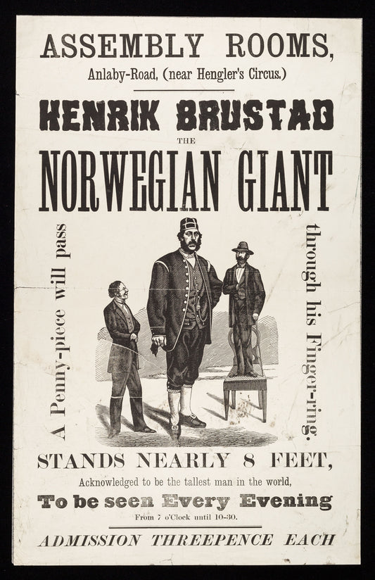 Henrik Brustad The Norwegian Giant poster (1800s) | Vintage Circus prints