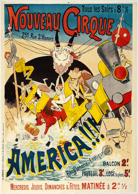 Nouveau Cirque America poster (1890s) | Vintage Circus prints | George Meunier Posters, Prints, & Visual Artwork The Trumpet Shop   