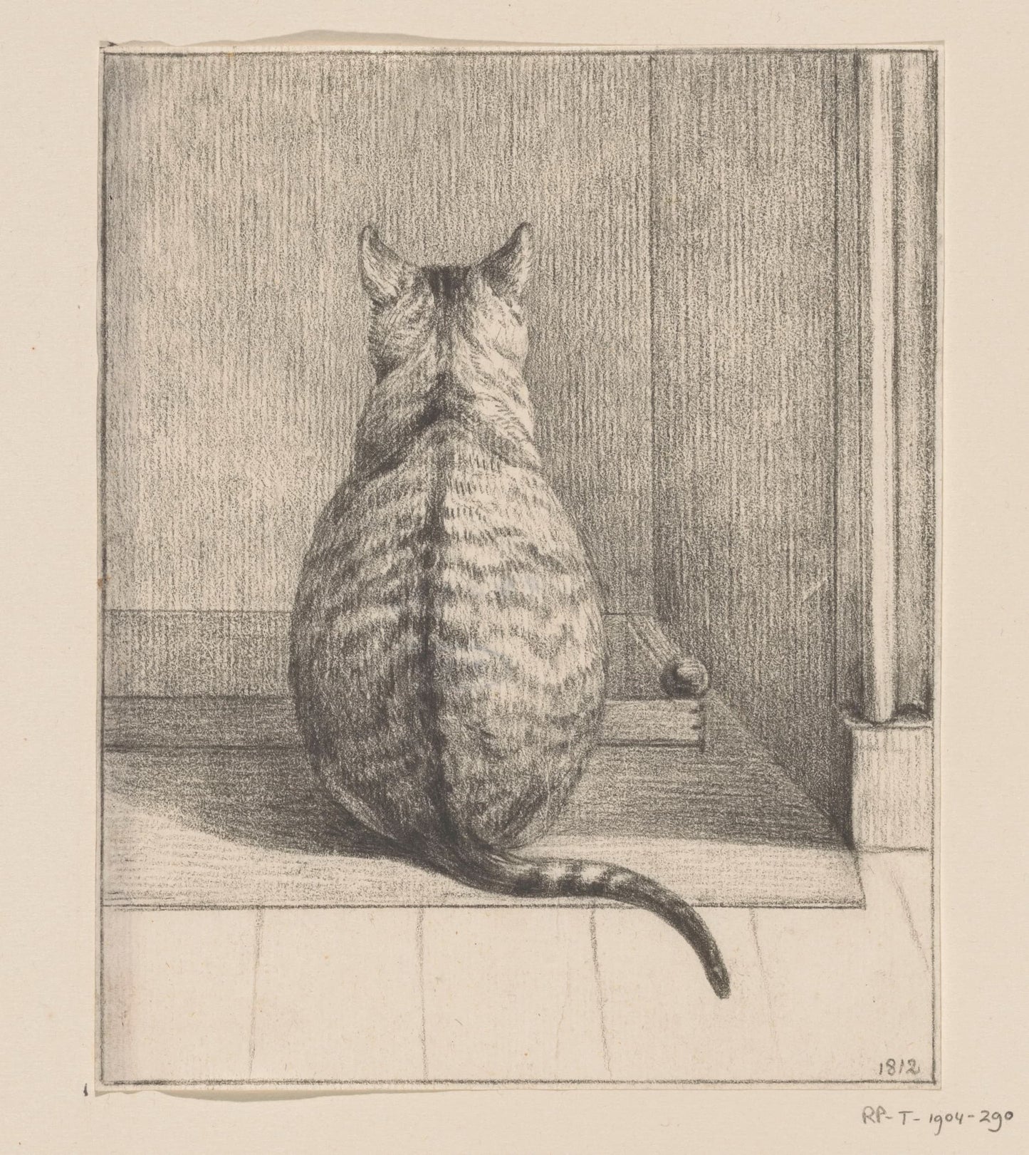 Illustration of a cat sitting on a windowsill with a textured wall and window frame in the background.