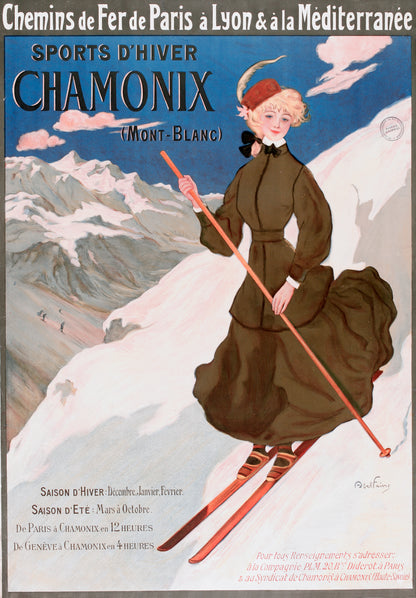 "Sports d'hiver" Chamonix vintage ski poster (1900s) | Jules Abel Faivre