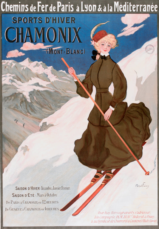 "Sports d'hiver" Chamonix ski poster (1900s) | Jules Abel Faivre Posters, Prints, & Visual Artwork The Trumpet Shop Vintage Prints   