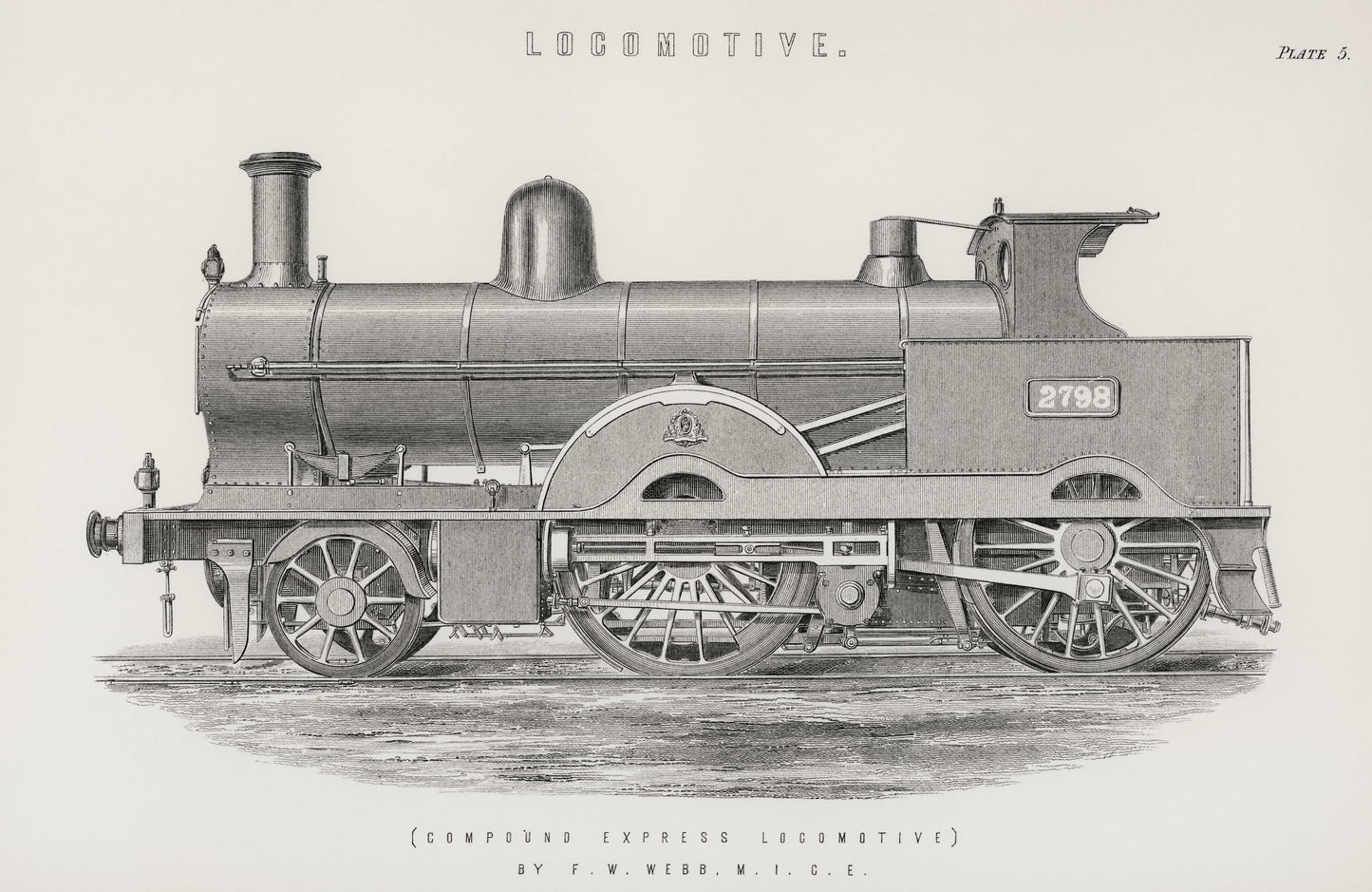 Black and white illustration of a steam locomotive