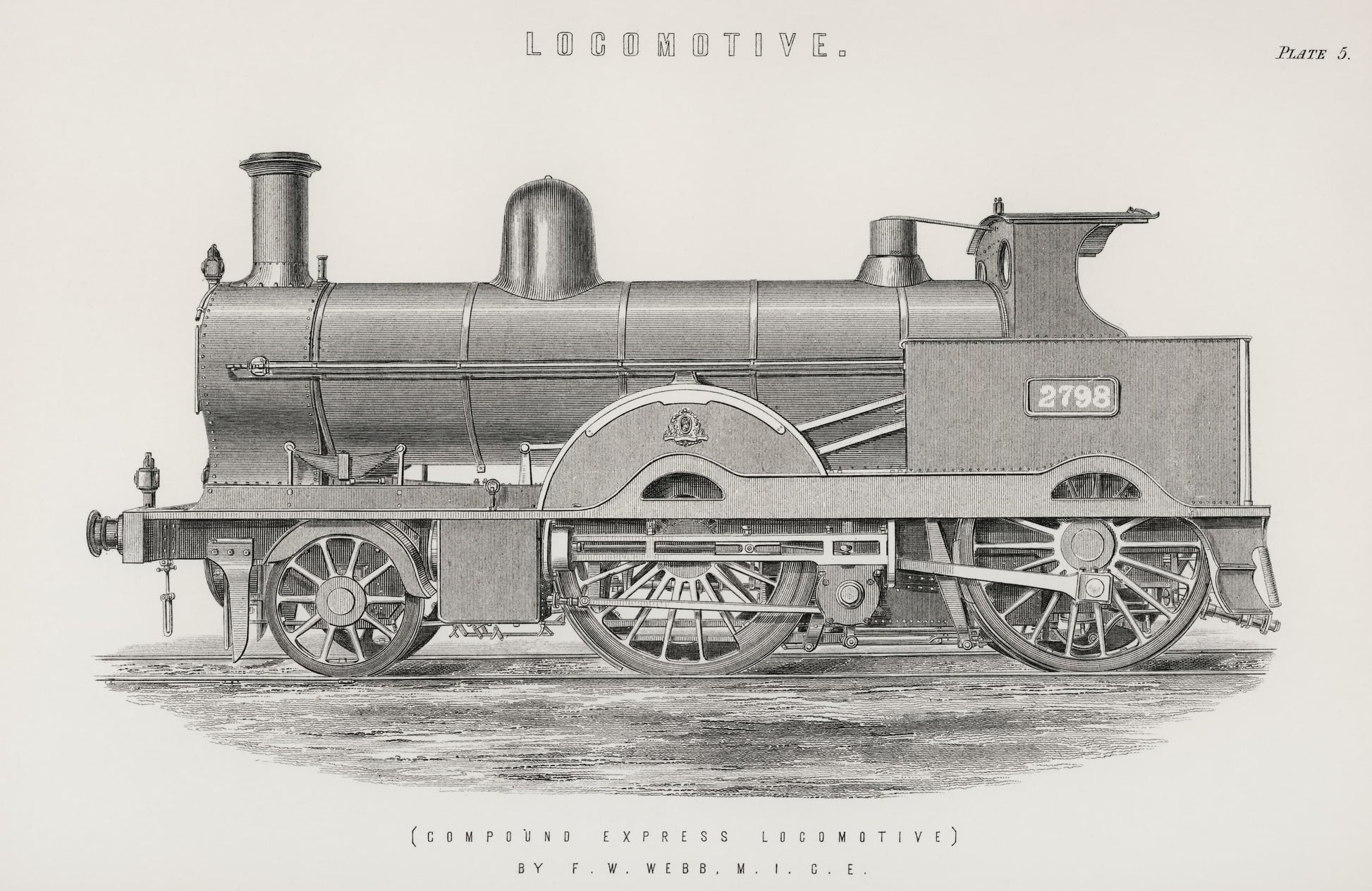 Black and white illustration of a steam locomotive