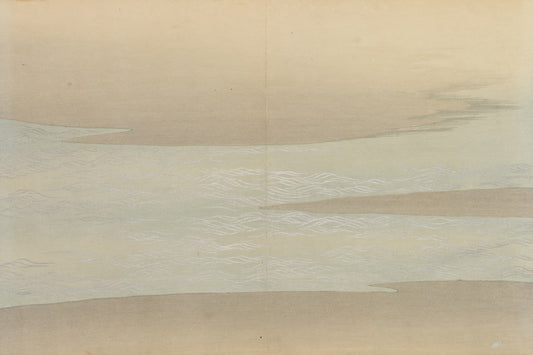 Abstract art with horizontal brush strokes in beige and brown tones