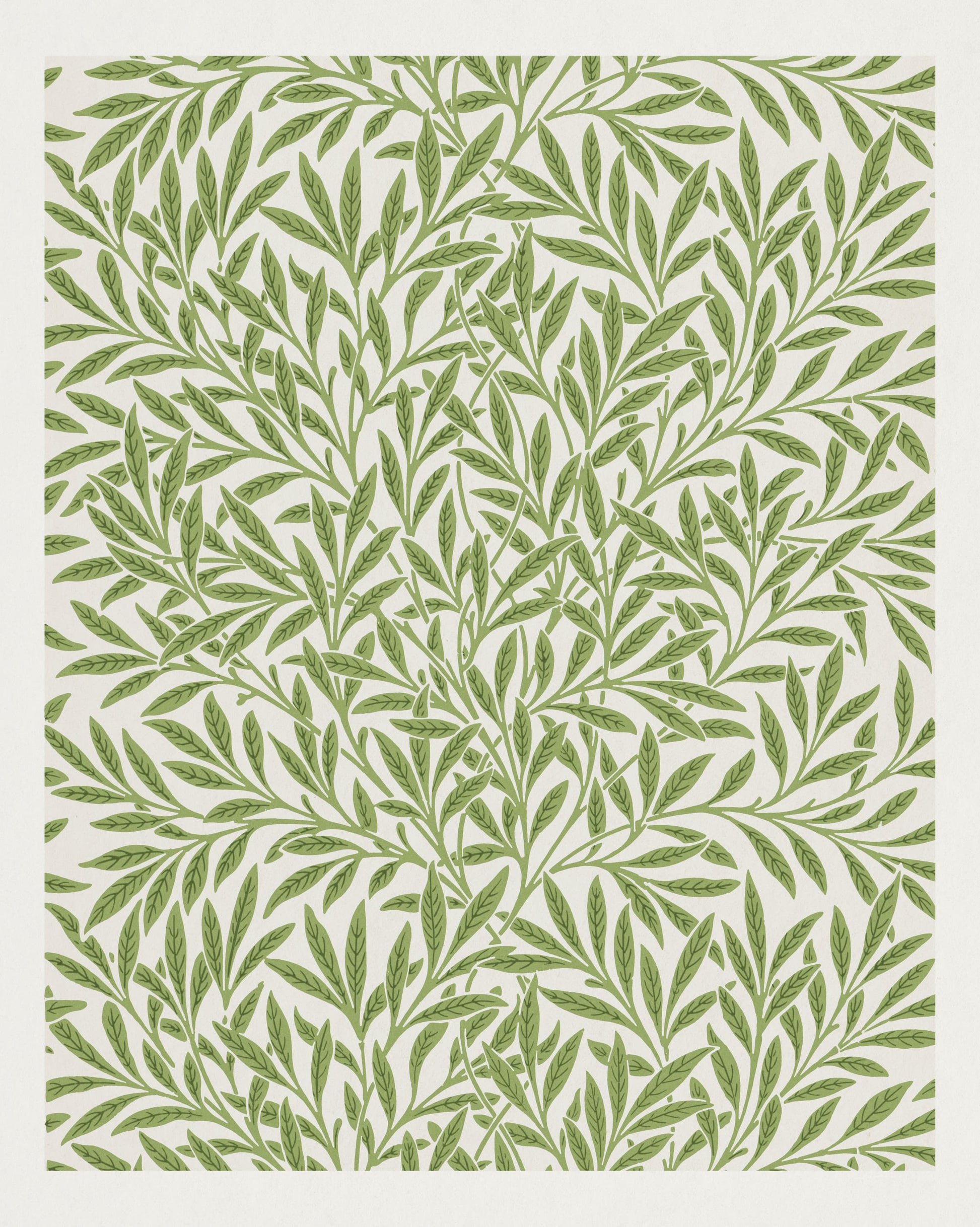 Green leaf pattern on a white background