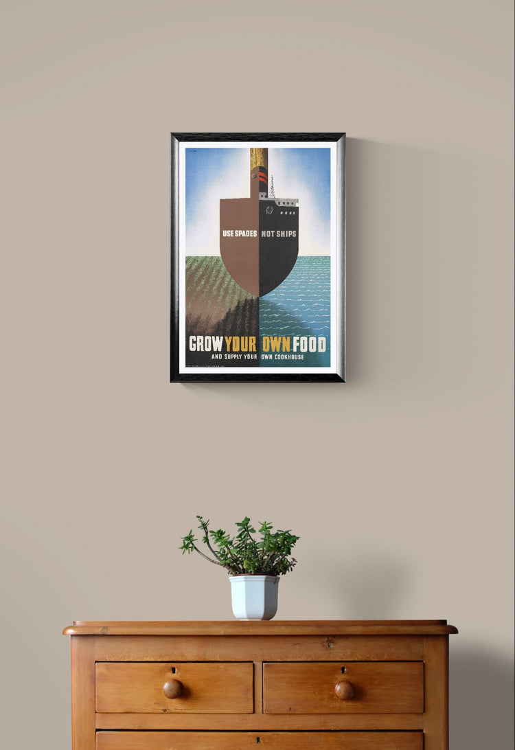 Abram Games posters "Use Spades Not Ships" 1942 WWII – Vintage British Propaganda Fine Art Giclée Print for Modern Decor