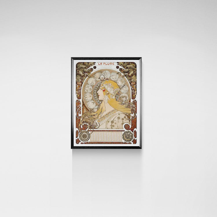 Decorative framed artwork with intricate design on a white background